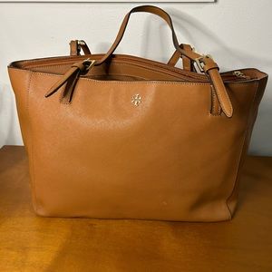 Tory Burch Saffiano Leather Tote in Brown